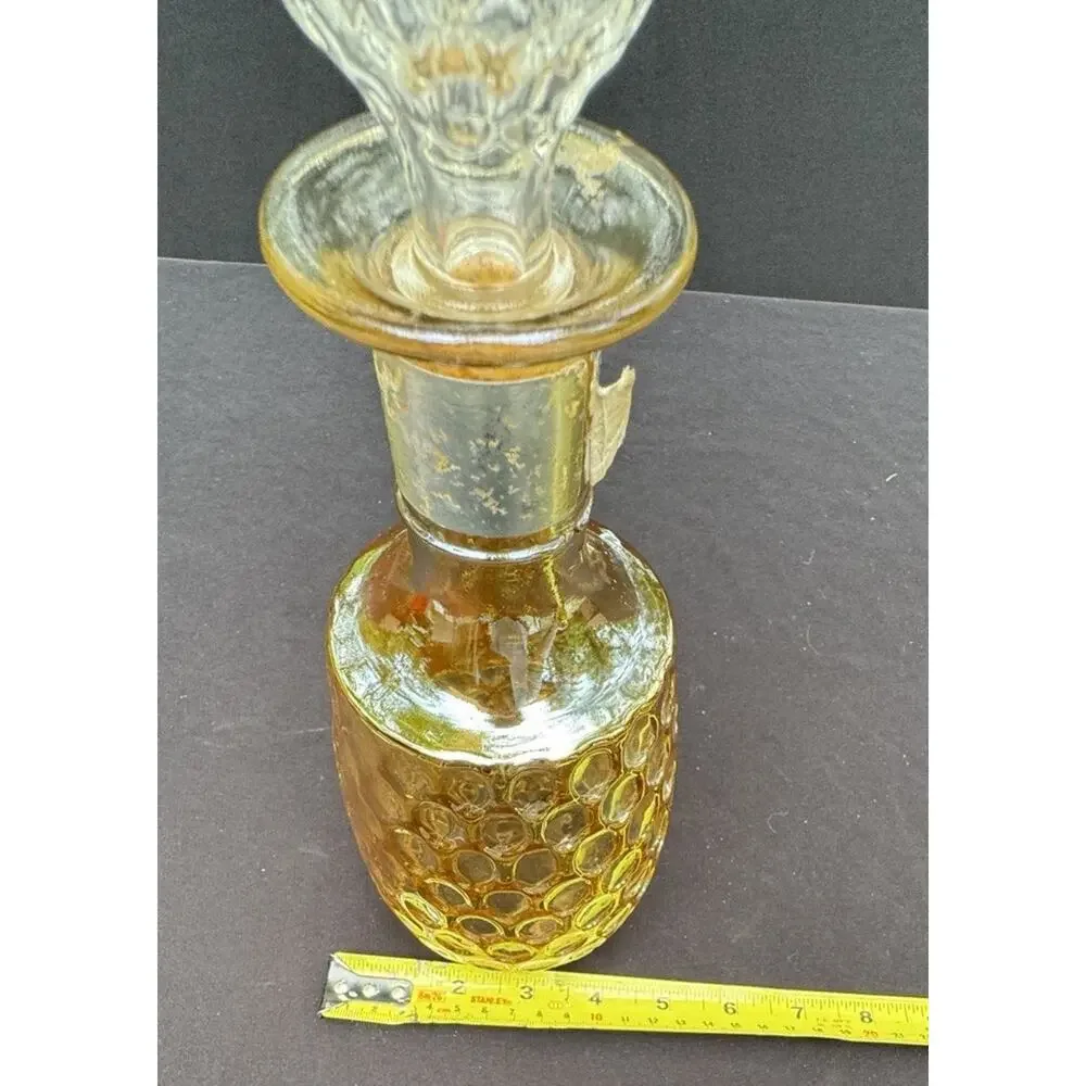 Vtg OLD FORESTER Whiskey Glass Decanter Marigold Iridescent 10.5 Thumbprint A77